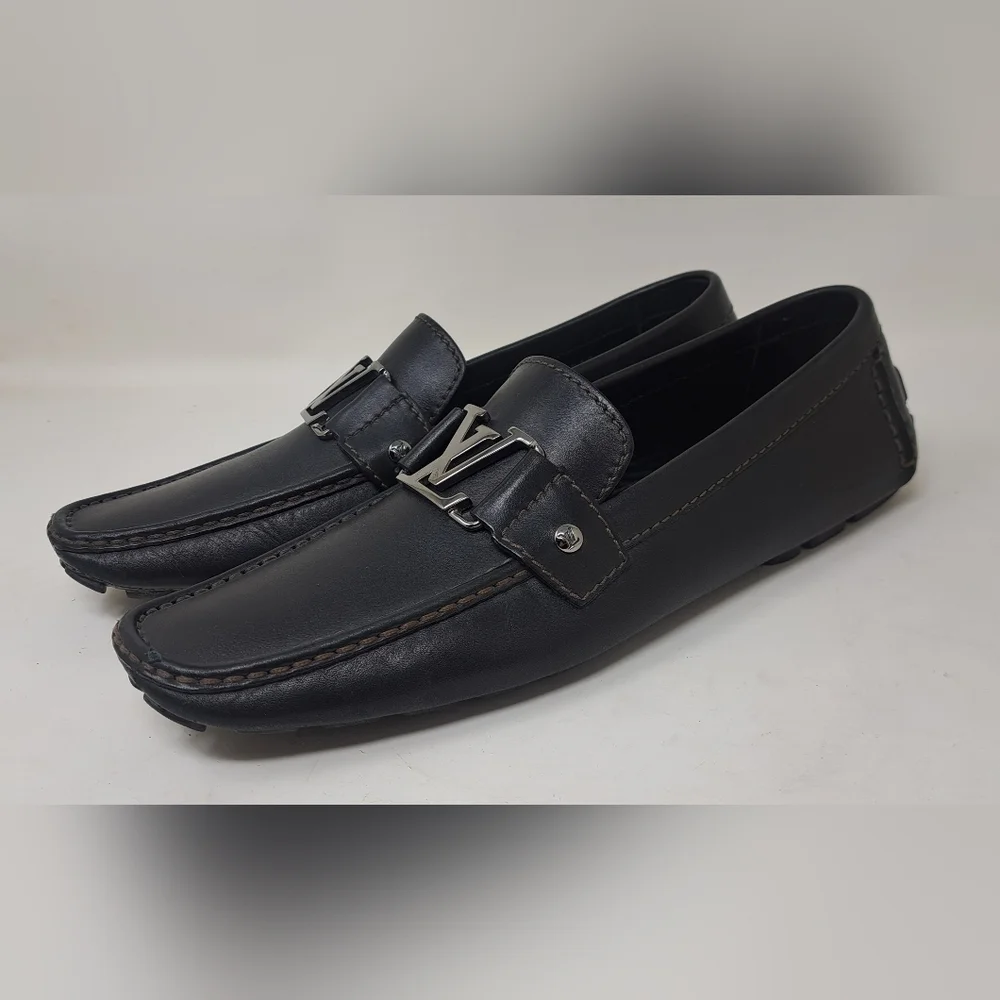 Louis Vuitton Monte Carlo Driving Loafers Shoes Chocolate Brown Leather 8.5 US - Picture 5 of 16